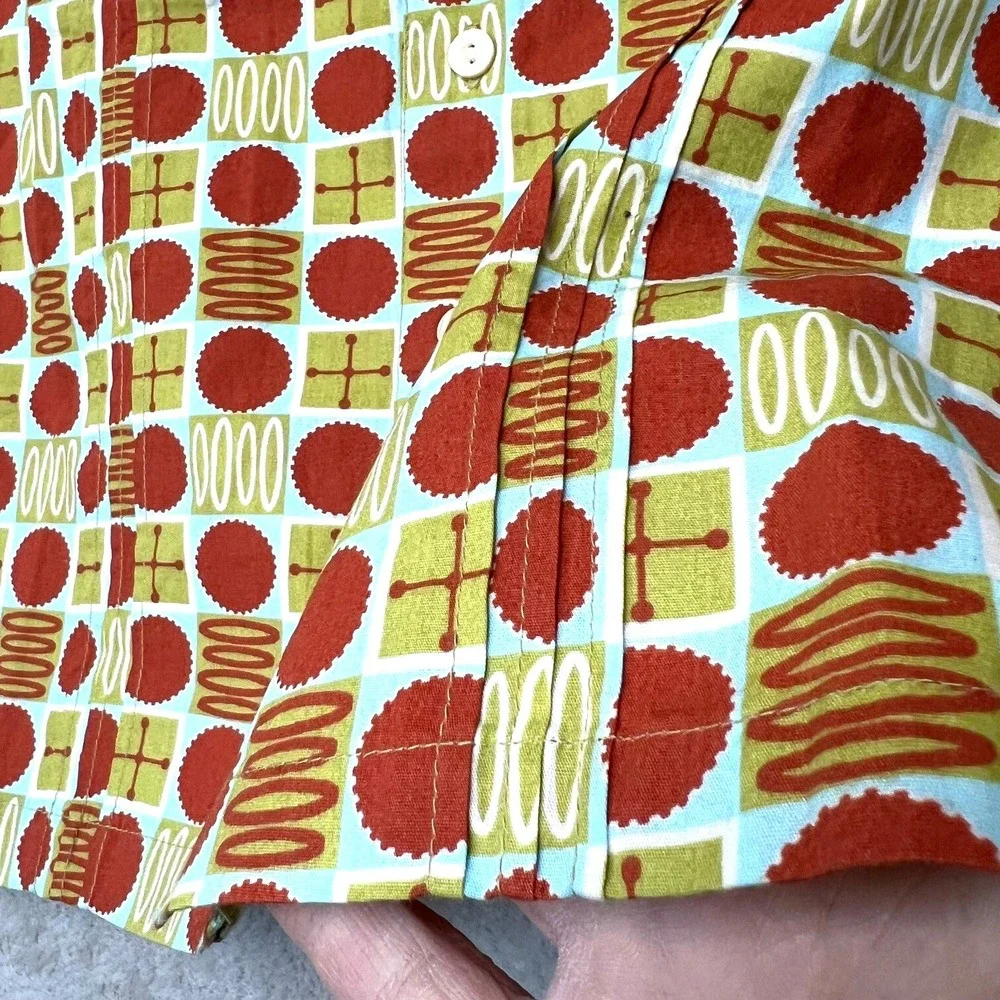Posh Baby Boys Shirt 5T‎ Red Orange Retro Print Geometric Button Front